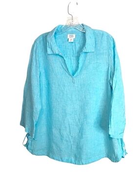 Sigrid Olsen -Women's Turquoise Linen Tunic M
